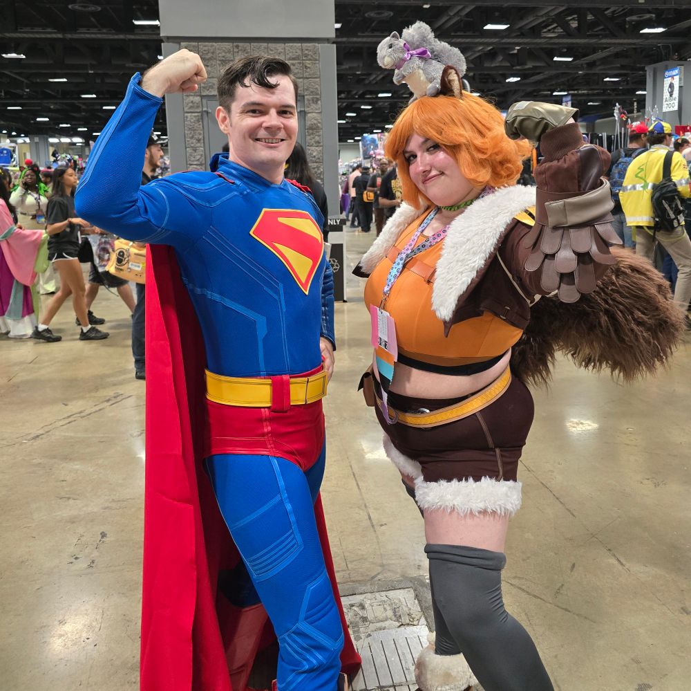 Superman posing with Squirrel Girl