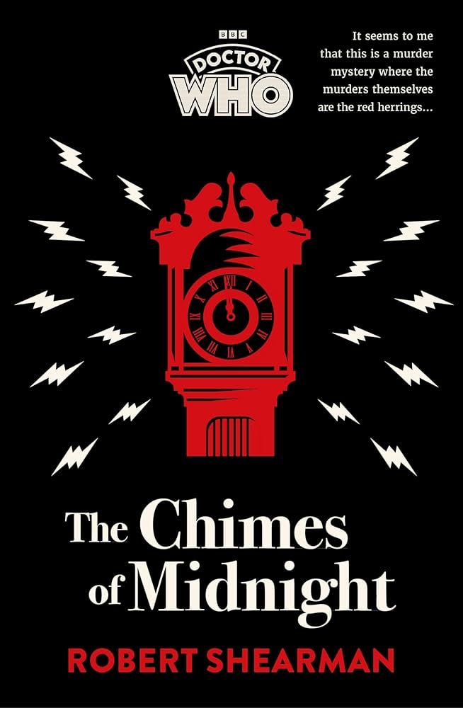 Book cover of Doctor Who: The Chimes of Midnight featuring a red clock on a black background.