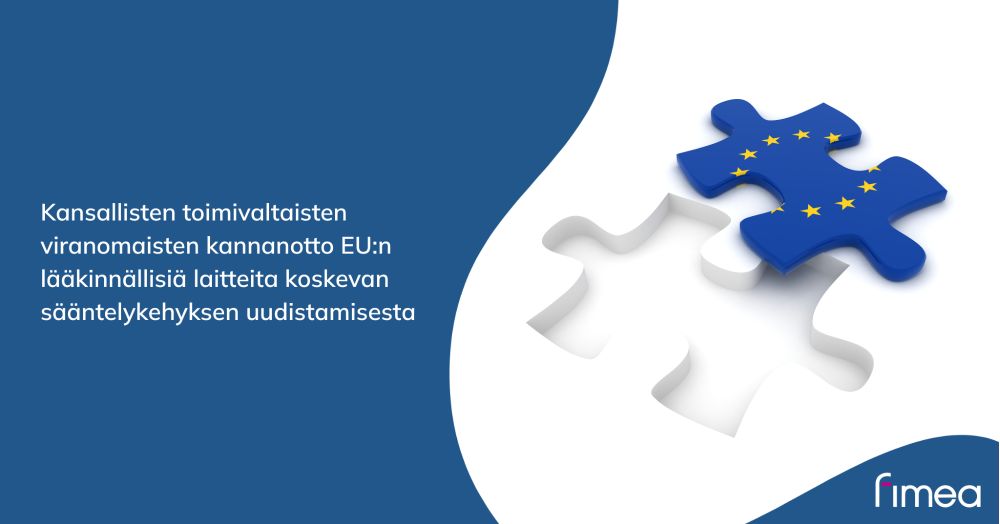 Kansallisten toimivaltaisten viranomaisten kannanotto EU:n lääkinnällisiä laitteita koskevan sääntelykehyksen uudistamisesta. Palapeli, jossa EU:n lippu.