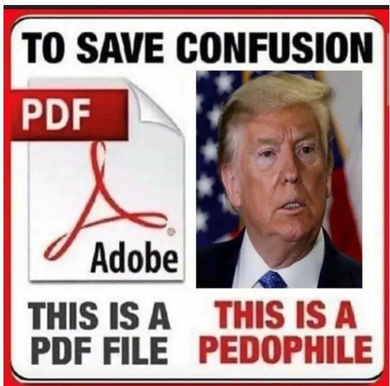 A PDF file & a Pedophile - pictures of PDF Adobe file and Trump