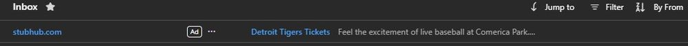 Screenshot of Microsoft Outlook (Free version) on a Windows 11 PC
Inbox
stubhub dot com
Detroit Tigers Tickets - Feel the excitement of live baseball at Comerica Park