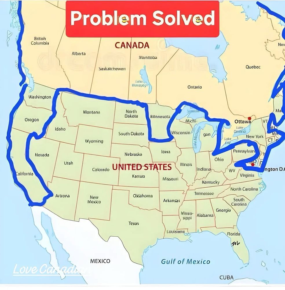 Image of USA map with line carving out California, Oregon, Washington, Minnesota, and the states north of net York 