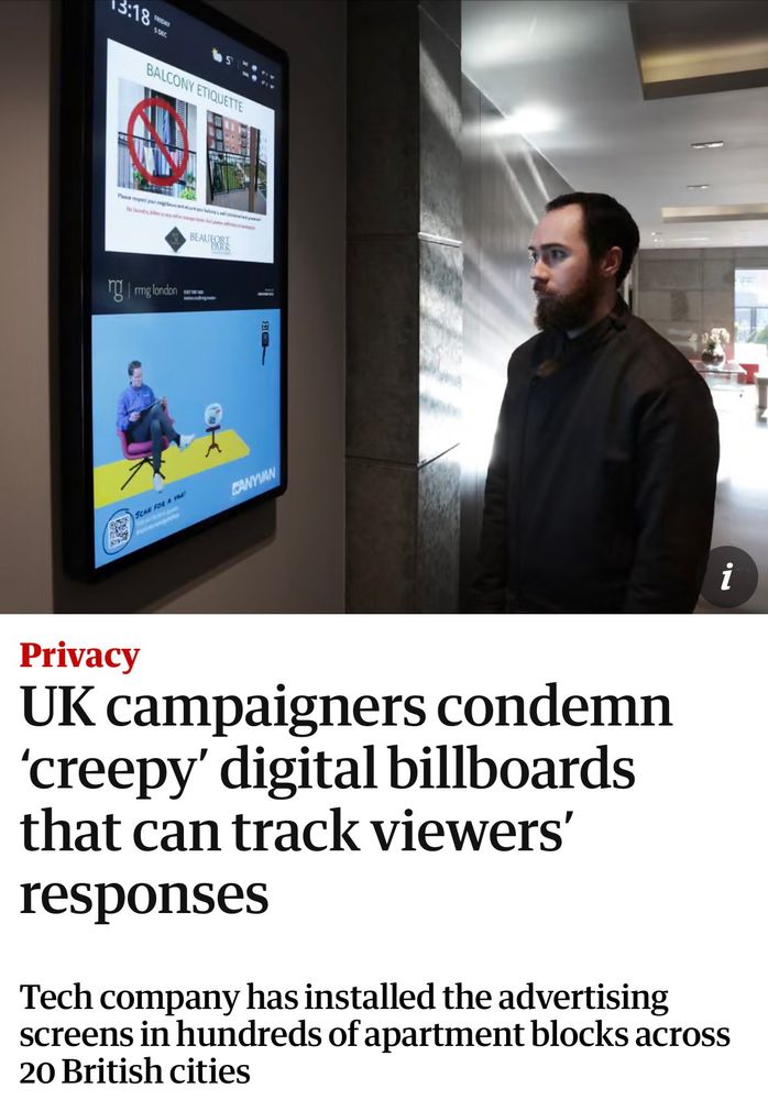 UK campaigners condemn 'creepy' digital billboards that can track viewers' responses
Tech company has installed the advertising screens in hundreds of apartment blocks across 20 British cities