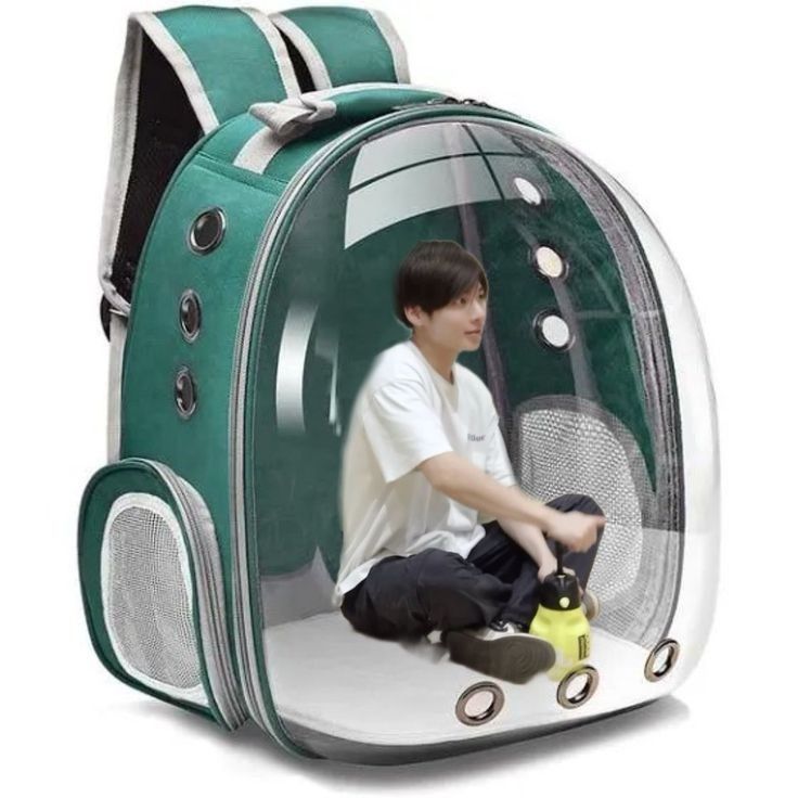 meme do Kang taehyun do grupo TXT dentro de uma mochila de passeio para gatos