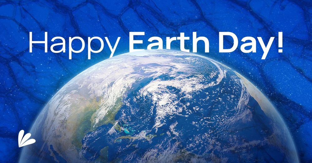 An image of the planet Earth in front of a blue-toned cellular background. Text reads: Happy Earth Day! The Samba Scientific logo is included.