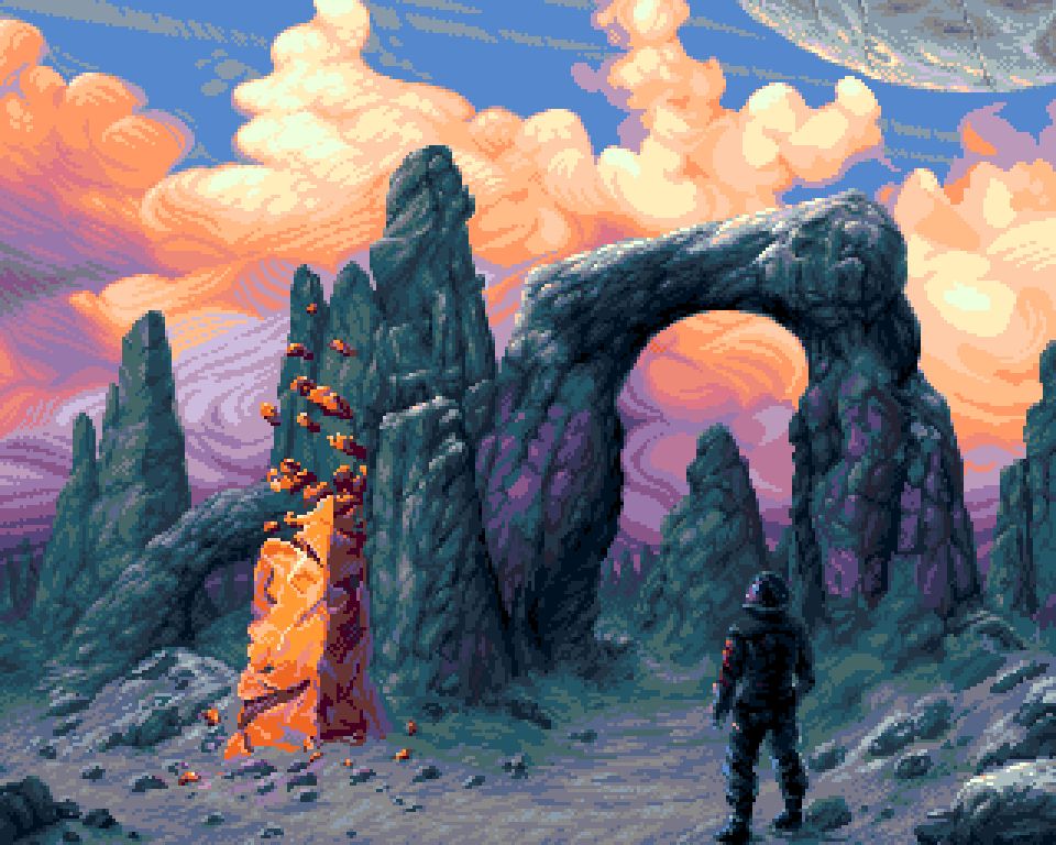 pixelart SF landscape
