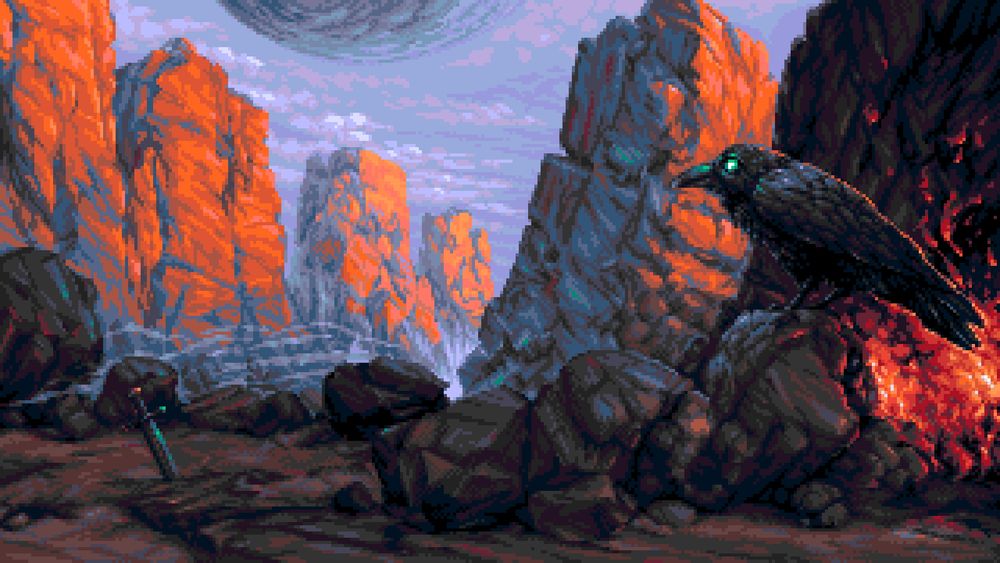Pixel art fantasy landscape 