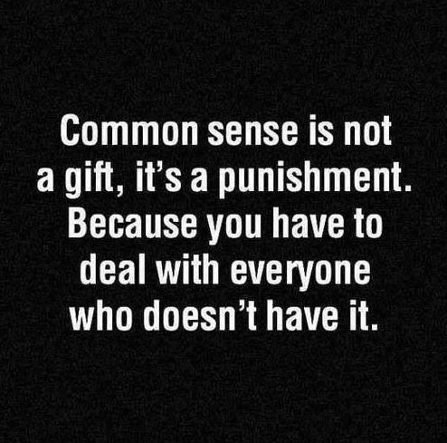 "Common sense is not a gift, it's a punishment. Because you have to deal with everyone who deosn't have it"