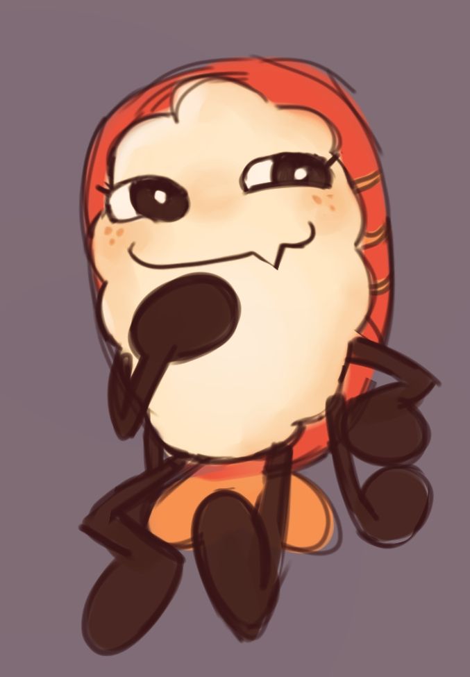 Shrimp Sushi character with four arms posing while looking mischievous!