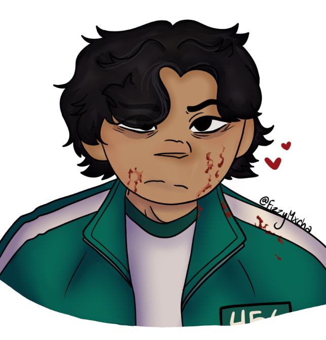 A screenshot redraw of Seong Gi-Hun from Squid Game season 1