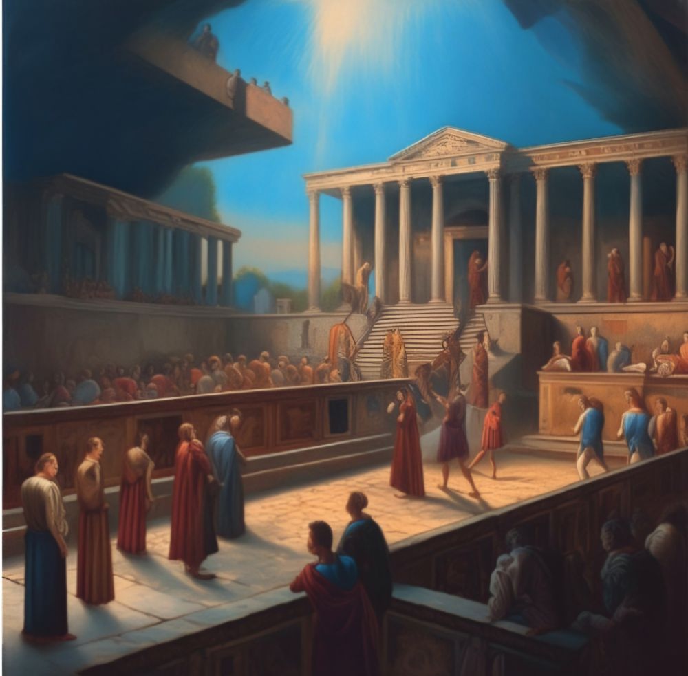 AI image of Pompeian inequality: architecture and people. 
