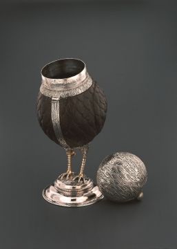 owl goblet, head removed so the drinker can imbibe from the body of the owl