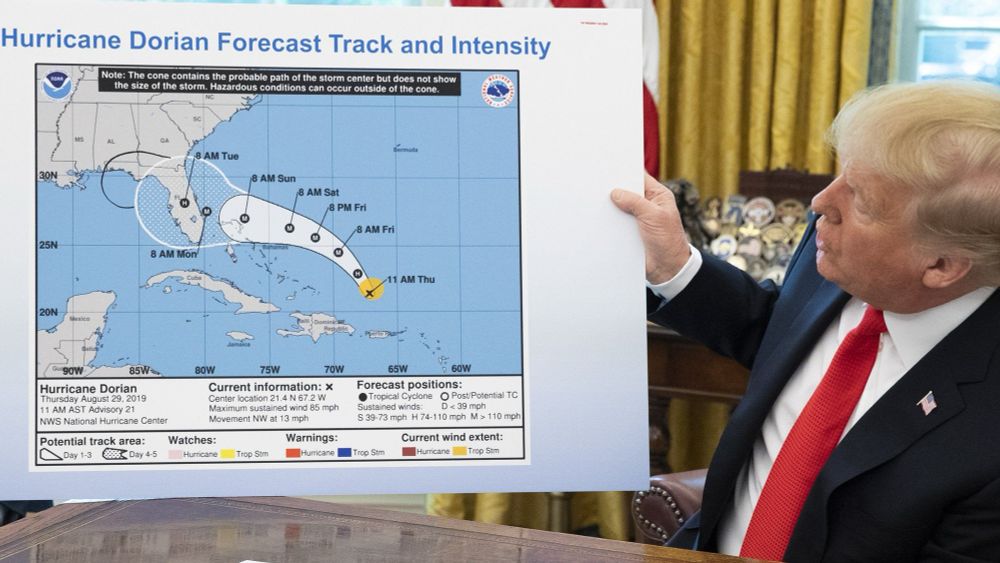 Doctored images of hurricane Dorian shared by President Trump