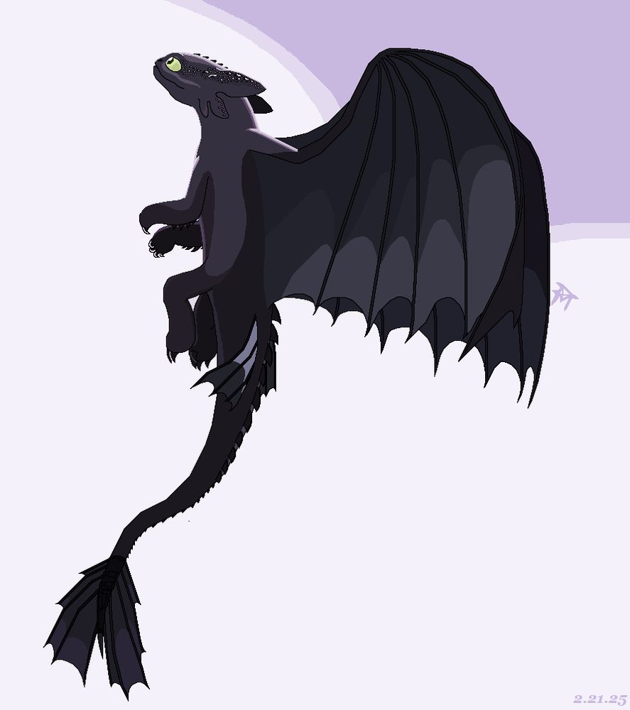 Toothless from HTTYD flying above the clouds.