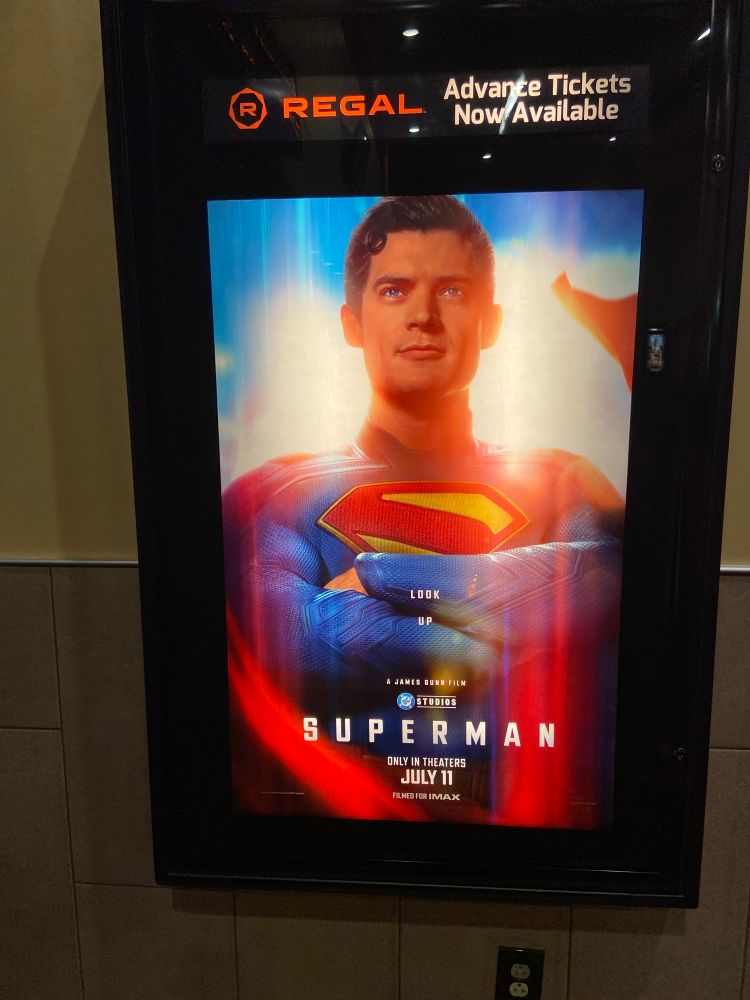 Poster for Superman. See it at 9:20