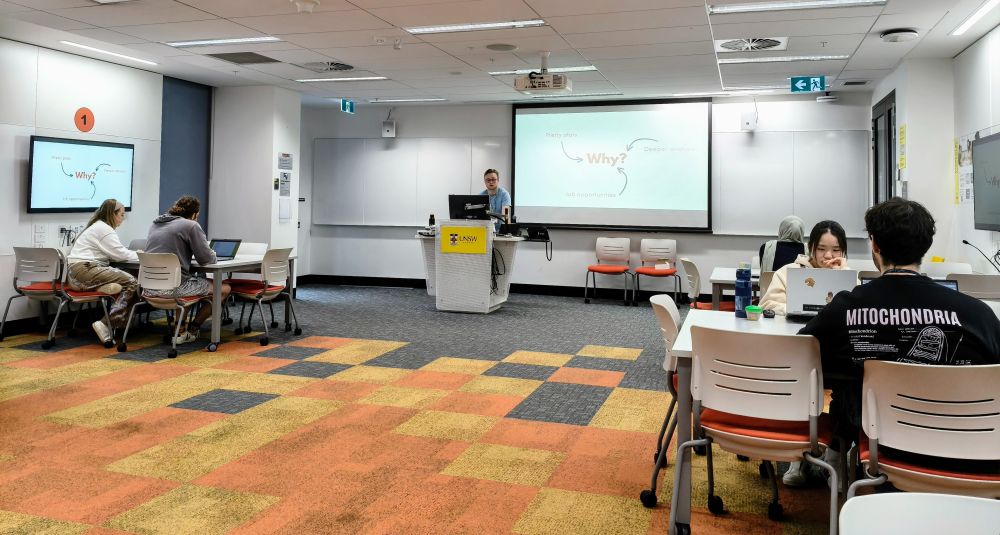 Student demonstrating in a bioinformatics course. 