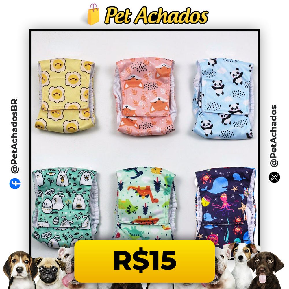 Impressão Calça Fisiológica Macho Cachorro À Prova D'água Calção Respirável Roupa Íntima Lavável Fralda Pet