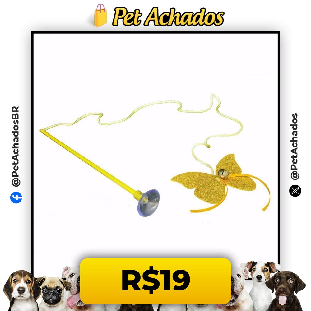 Brinquedo Varinha Com Ventosa para Gatos Formato Borboleta Cores Variadas