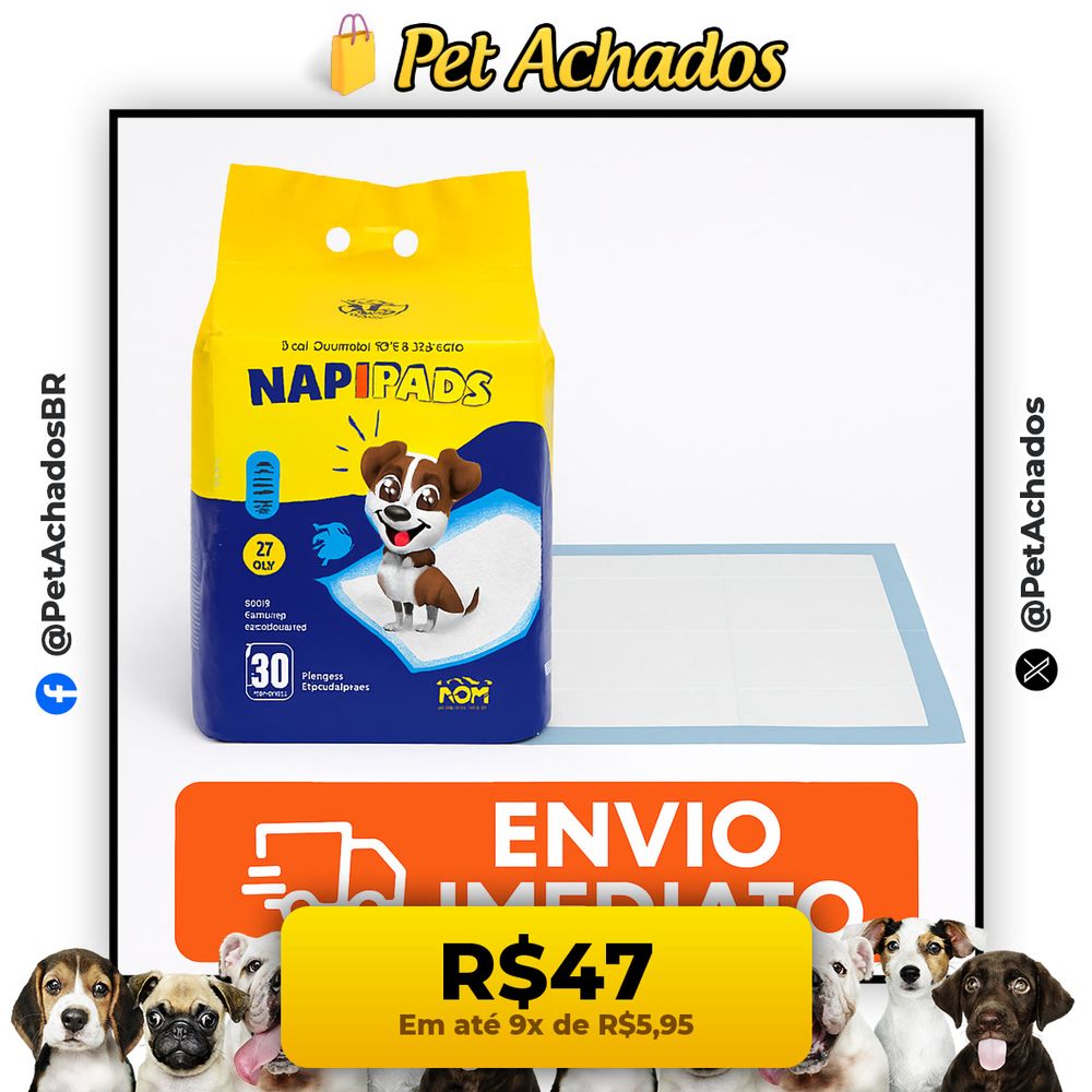 Tapete Higienico 80x60 Ultra Absorção Cachorro Pet 30Unidades