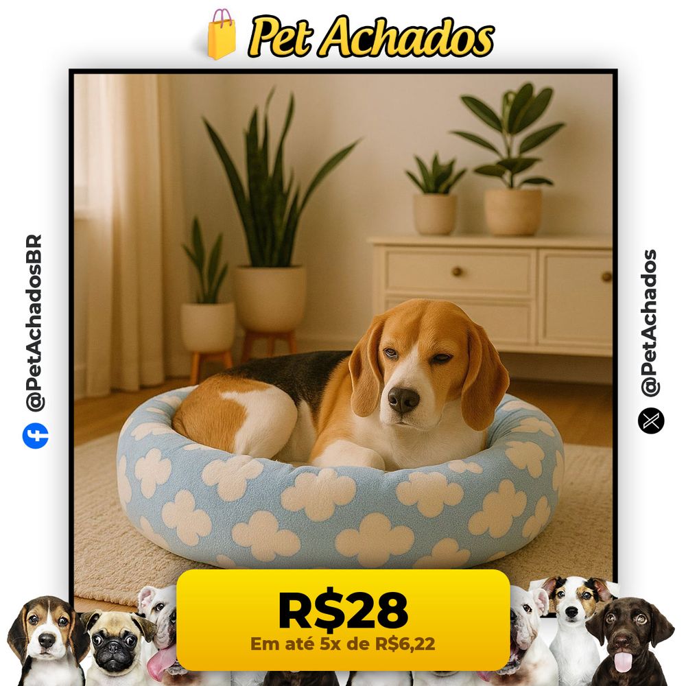 Caminha De Pelúcia Pet Redonda Para Cachorros E Gatos