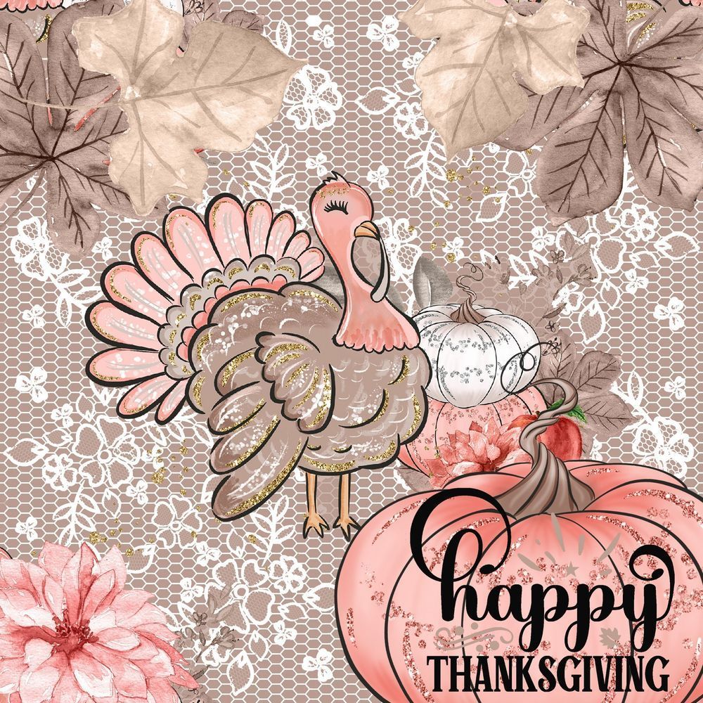 Image alt text: Drawing of a turkey, leaves, and a pumpkin. Background is mauve with stylized white lace etchings, and color palate features pastels. In the bottom right corner on a sparkly pink pumpkin are the words “Happy Thanksgiving” in black cursive font. Image by Linnaea Mallette accessed at https://www.publicdomainpictures.net/en/view-image.php?image=462041&picture=happy-thanksgiving-pink-pastel-art and used here via CC0 1.0 Universal Deed.