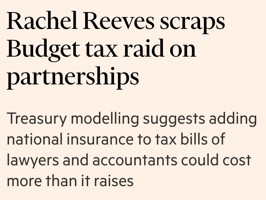 Rachel Reeves scraps Budget tax raid on partnerships
Treasury modelling suggests adding national insurance to tax bills of lawyers and accountants could cost more than it raises