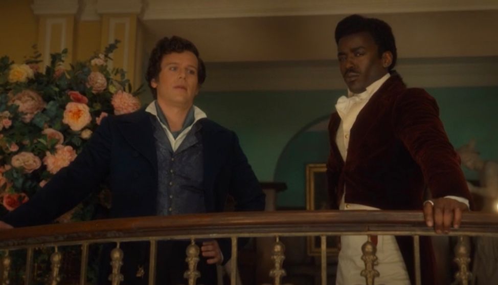 Rogue and the Fifteenth Doctor posing atop a balcony (Rogue, 2024)