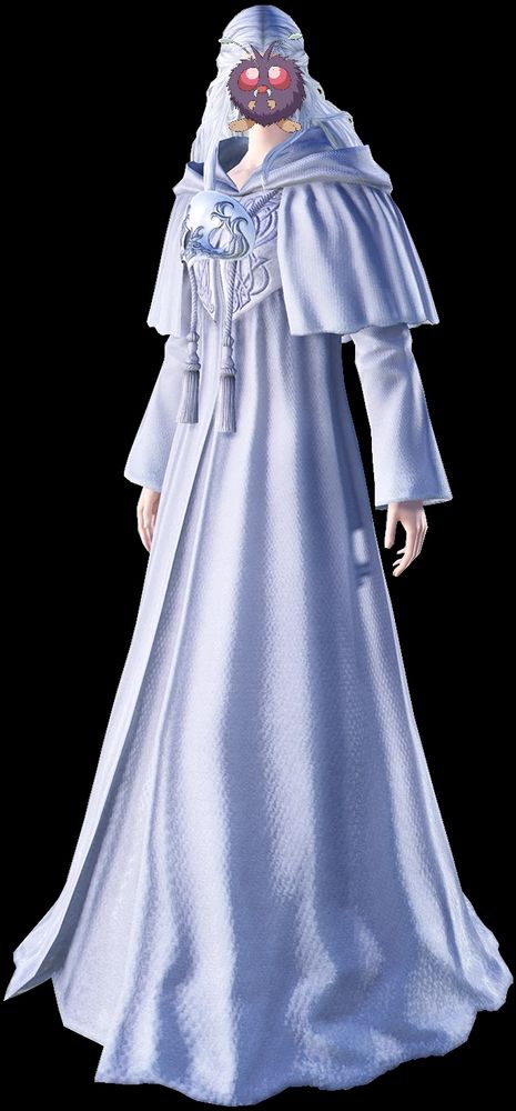 Venat from Final Fantasy XIV's Endwalker expansion, with the pokemon venonat lazily and badly edited in front of her face