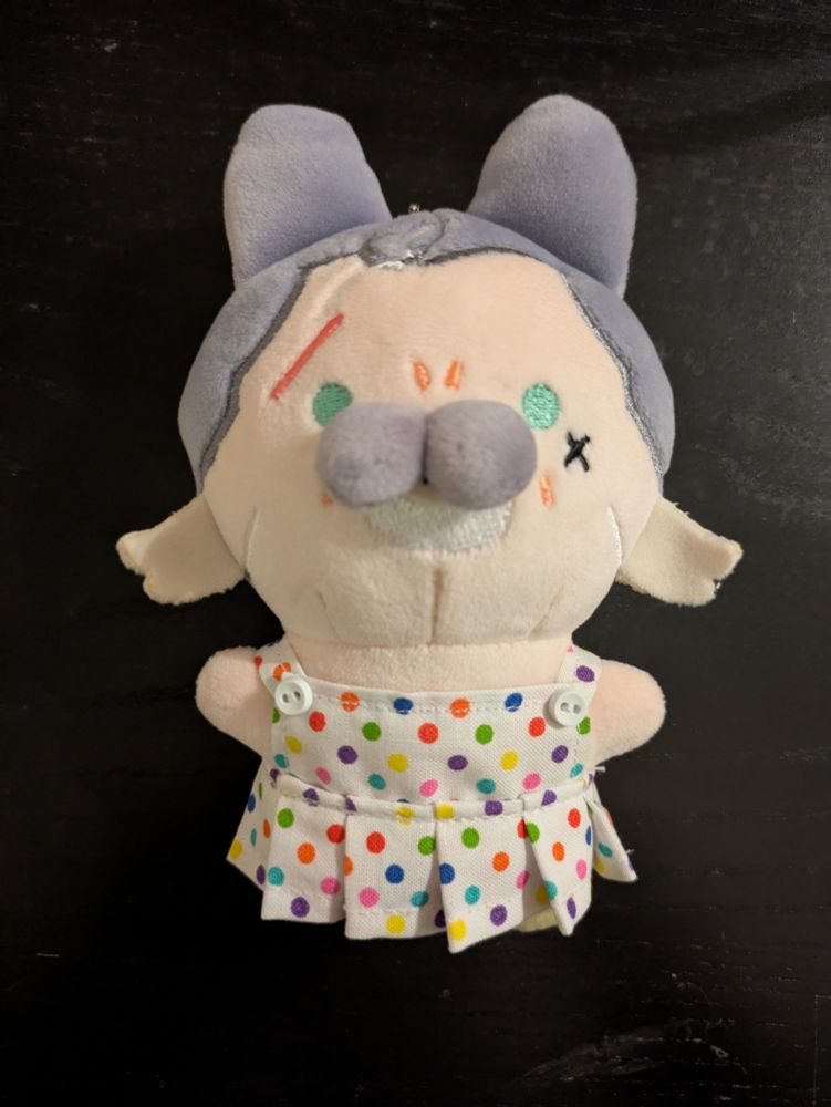 Izzy bunny doll by @imrights wearing a polka dot dress made by @spacecadetglowao3. 
