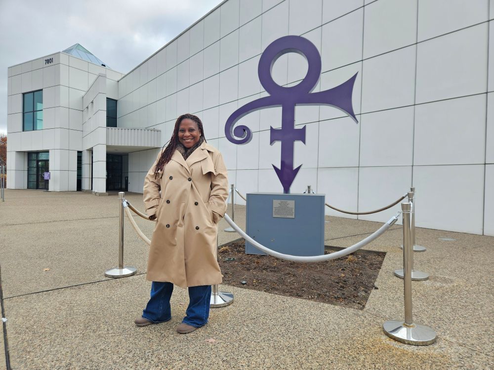 Me at the most perfect and magical place on Earth. There is no studio greater than Paisley Park. I wish I was me, there again. Even the air tasted better. 
It fucking snowed on me though and it ain't fuckin April. I blame Minneapolis. Not The Great One. 