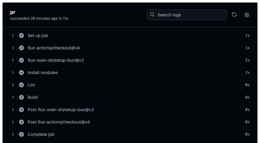 Fast GitHub Actions pipeline with Bun.js and Biome.js.