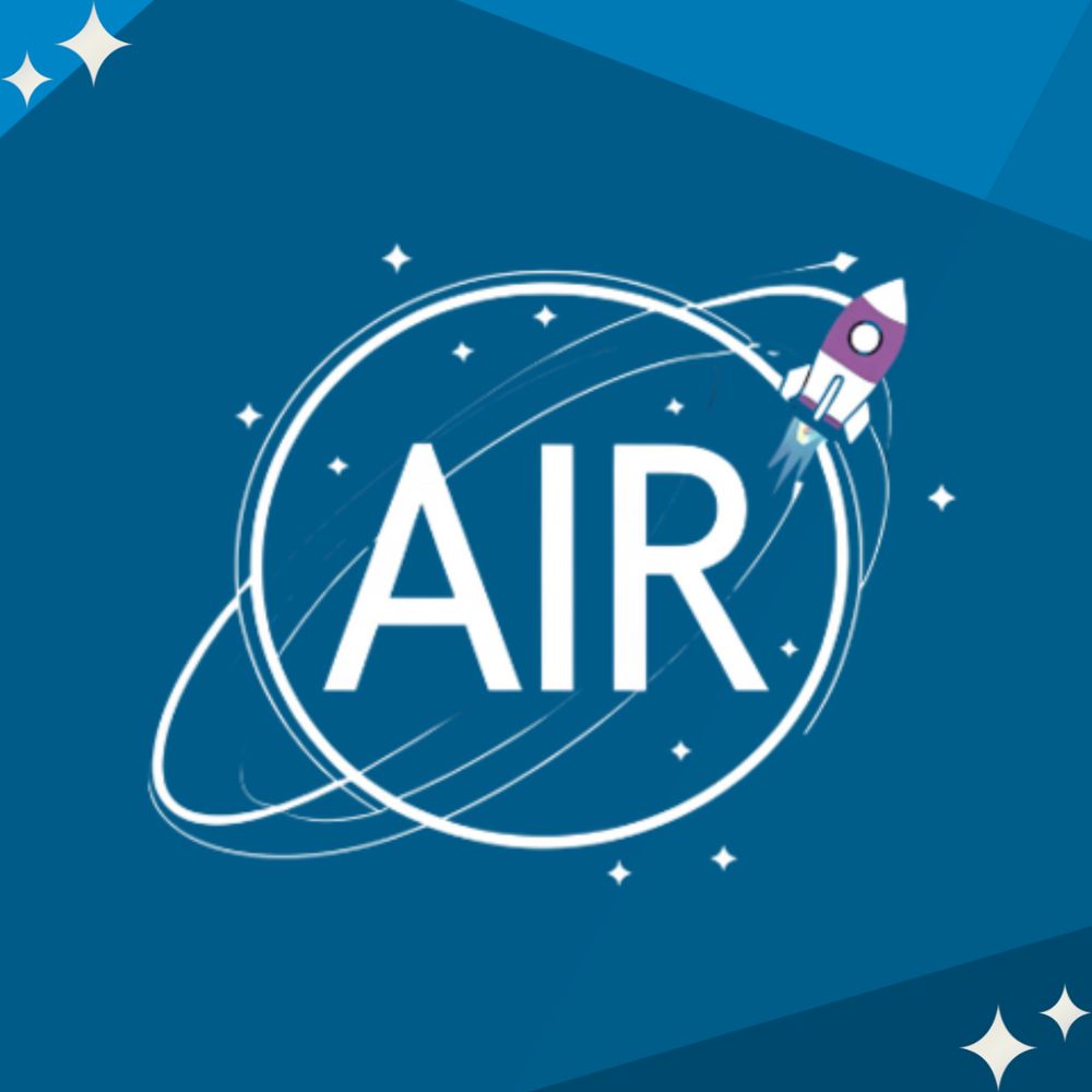 logo of AIR program with a small rocket traveling around a planet that says AIR