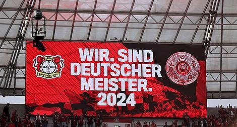 Videowand in der BayArena: WIR. SIND DEUTSCHER MEISTER 2024