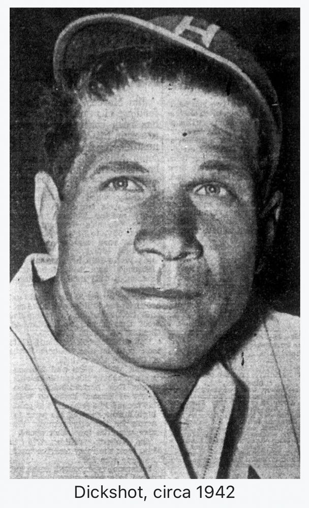 A 1942 photograph of baseball player "Ugly" Johnny Dickshot. He looks very normal and not ugly. 