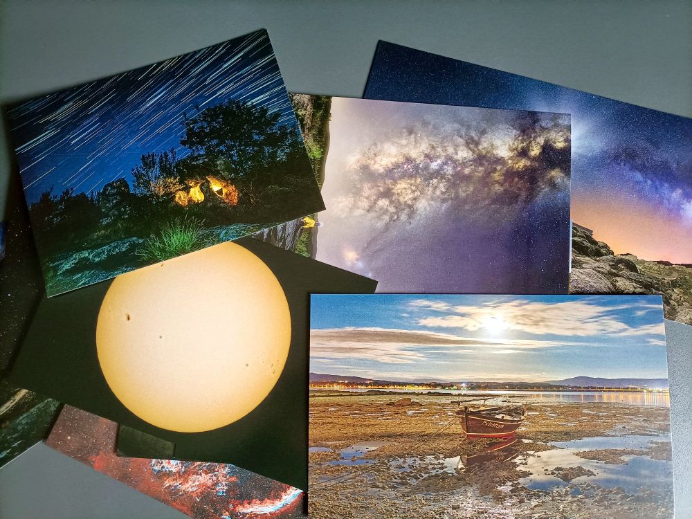 Postais de ceos galegos, imaxes de diversos motivos, co ceo galego como protagonista.