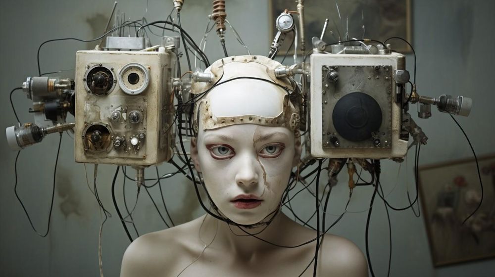 all watched over by machines of loving grace, art by Frieke Janssens:: all watched over by machines of loving grace, art by Mert & Marcus:: all watched over by machines of loving grace, art by Roger Ballen:: photo --ar 16:9