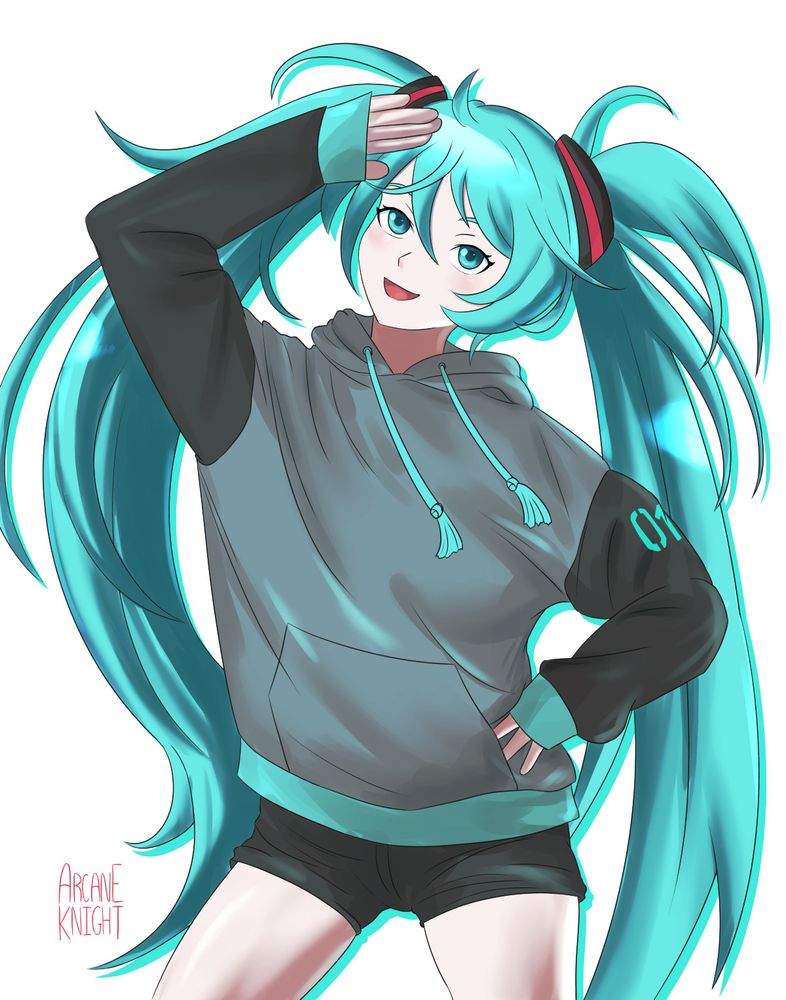 Hatsune Miku in a casual outfit