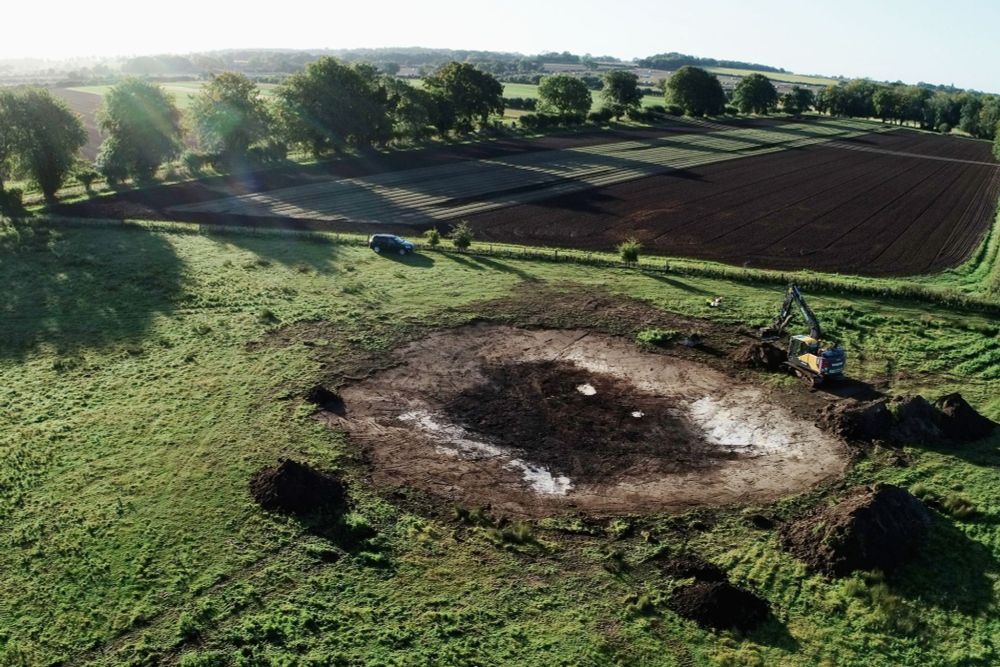 A resurrected ancient ghost pond see from a drone
