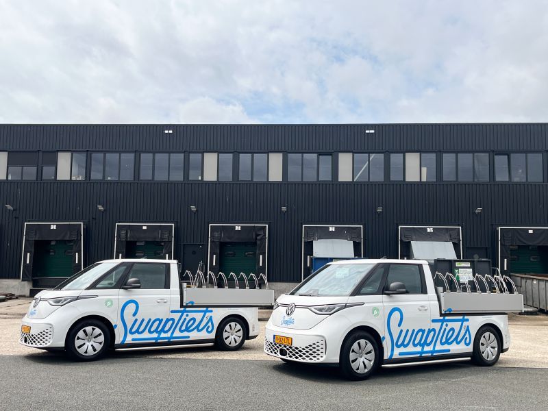 Two VW ID.Buzz vans converted to cycle carriers
