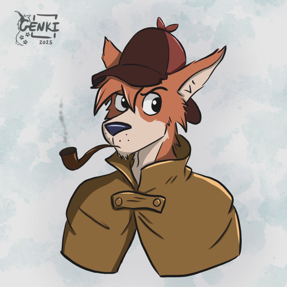 Sherlock Hound, smoking a pipe.