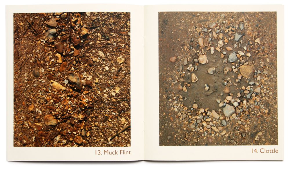 Image of spread from book 36 Names for Gravel, a 2022 pamphlet published by Double Butted.