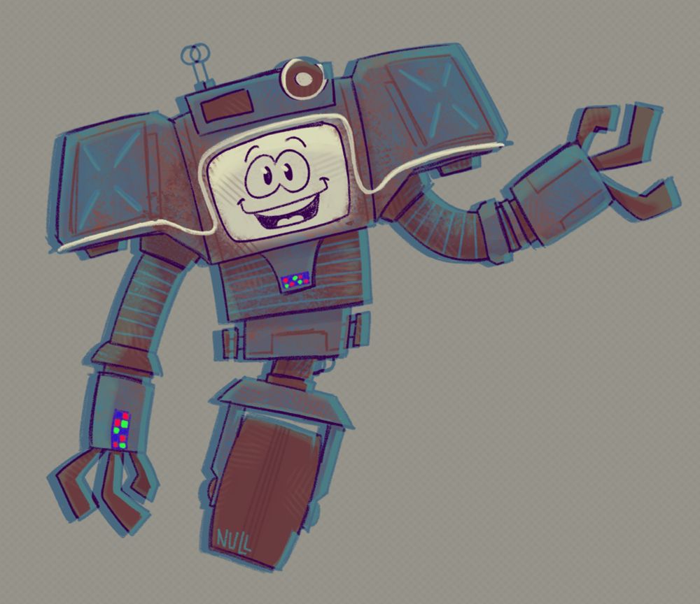 a drawing of yes man with an arm raised like he's waving