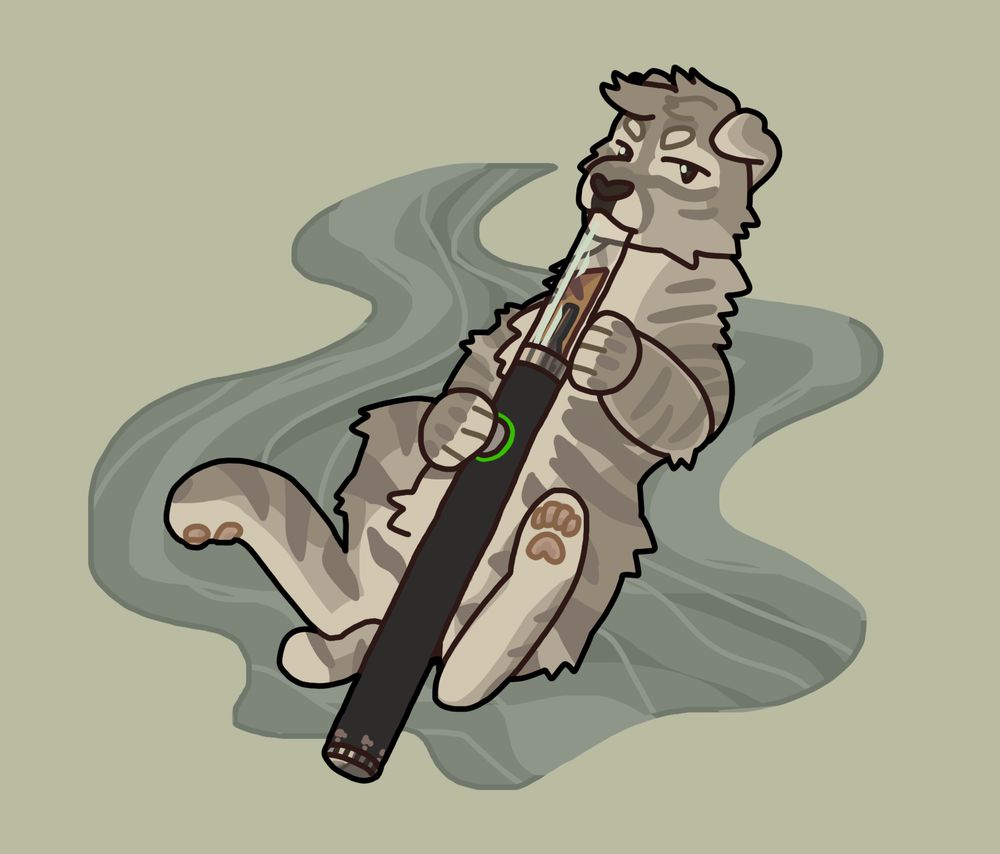 a furry smoking weed out of a dab pen
