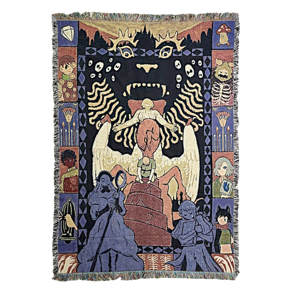 Photo of my Dungeon Meshi tapestry/blanket