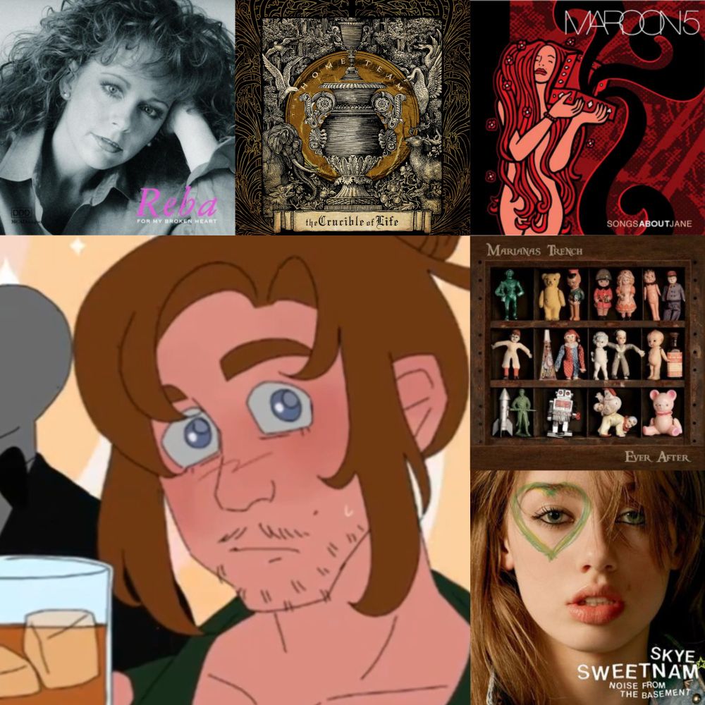 Albums Listed:
Reba's For My Broken Heart
The Home Team's The Crucible of Life
Maroon5's Songs About Jane
Mariana's Trench's Ever After
Skye Sweetnam's Noise From The Basement