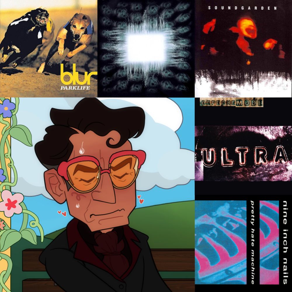 Albums Listed:
Blur's Parklife
Tool's Aenema
Soundgarden's Superunknown
Depeche Mode's Ultra
Nine Inch Nails's Prett Hate Machine