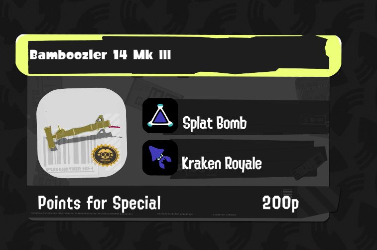 Image of a hypothetical Bamboozler 14 Mk III kit for Splatoon 3