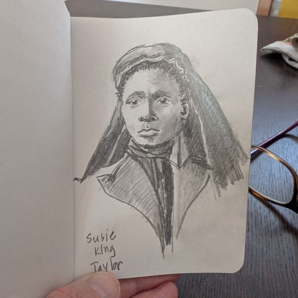 Incomplete pencil sketch of Susie King Taylor 