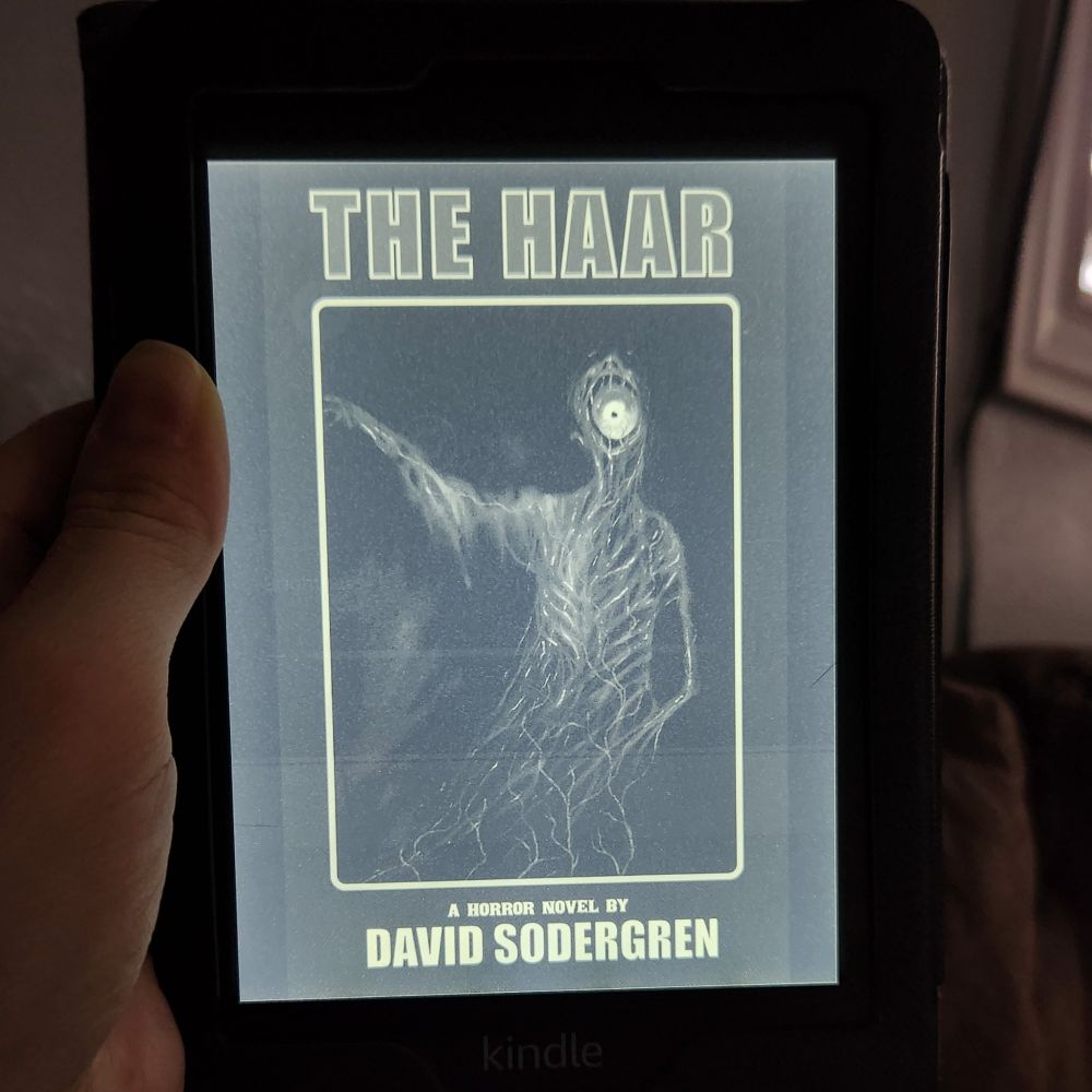 photo of the cover of book The Haar by David Sodergren on a Kindle