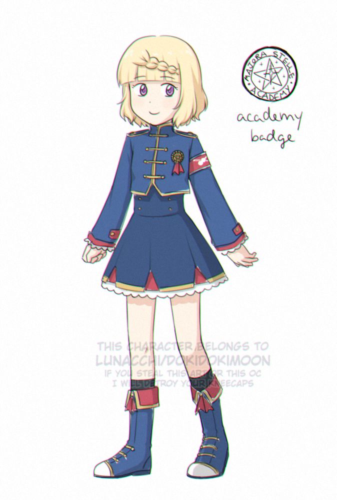 A colored doodle of Anya in her marching band uniform.